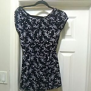 Black and White Floral Romper